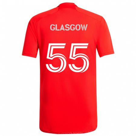 Kandiny Gyermek Omari Glasgow #55 Piros Fehér Hazai Jersey 2024/25 Mez Póló Ing