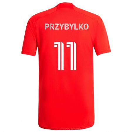 Kandiny Gyermek Kacper Przybylko #11 Piros Fehér Hazai Jersey 2024/25 Mez Póló Ing