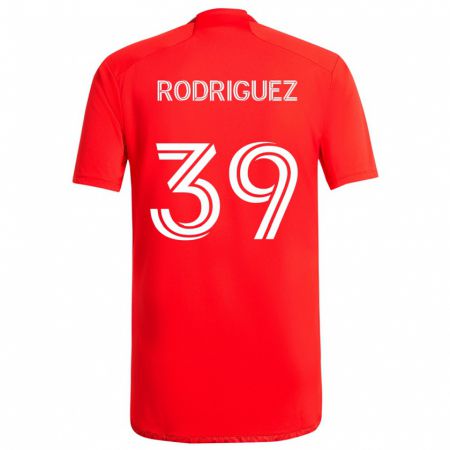 Kandiny Gyermek Allan Rodriguez #39 Piros Fehér Hazai Jersey 2024/25 Mez Póló Ing