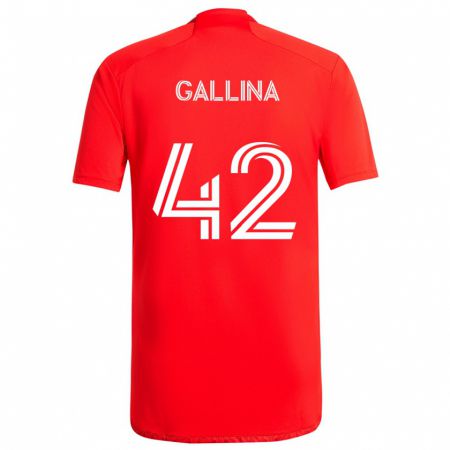 Kandiny Gyermek Henrique Gallina #42 Piros Fehér Hazai Jersey 2024/25 Mez Póló Ing