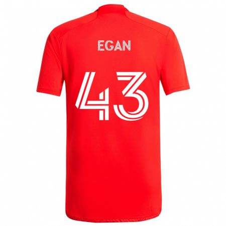 Kandiny Gyermek Noah Egan #43 Piros Fehér Hazai Jersey 2024/25 Mez Póló Ing