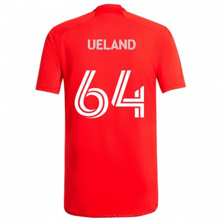 Kandiny Gyermek Andreas Ueland #64 Piros Fehér Hazai Jersey 2024/25 Mez Póló Ing