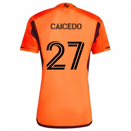 Kandiny Gyermek Luis Caicedo #27 Narancs Fekete Hazai Jersey 2024/25 Mez Póló Ing