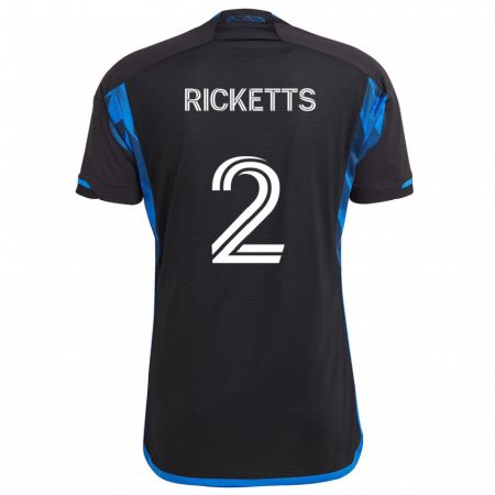 Kandiny Gyermek Jamar Ricketts #2 Kék Fekete Hazai Jersey 2024/25 Mez Póló Ing