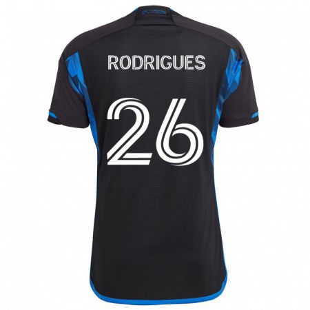 Kandiny Gyermek Rodrigues #26 Kék Fekete Hazai Jersey 2024/25 Mez Póló Ing