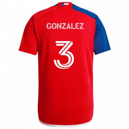 Kandiny Gyermek Omar González #3 Kék Piros Hazai Jersey 2024/25 Mez Póló Ing