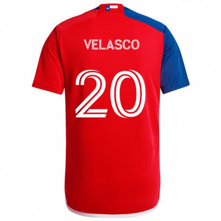 Kandiny Gyermek Alan Velasco #20 Kék Piros Hazai Jersey 2024/25 Mez Póló Ing