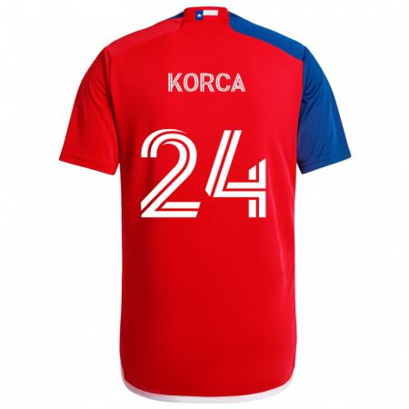 Kandiny Gyermek Amet Korça #24 Kék Piros Hazai Jersey 2024/25 Mez Póló Ing