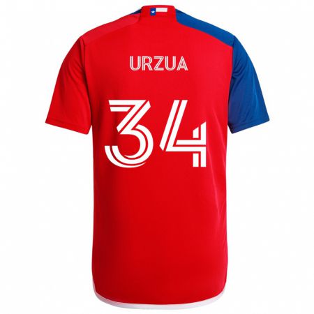 Kandiny Gyermek Alejandro Urzua #34 Kék Piros Hazai Jersey 2024/25 Mez Póló Ing