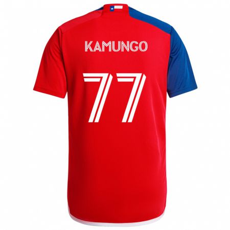 Kandiny Gyermek Bernard Kamungo #77 Kék Piros Hazai Jersey 2024/25 Mez Póló Ing