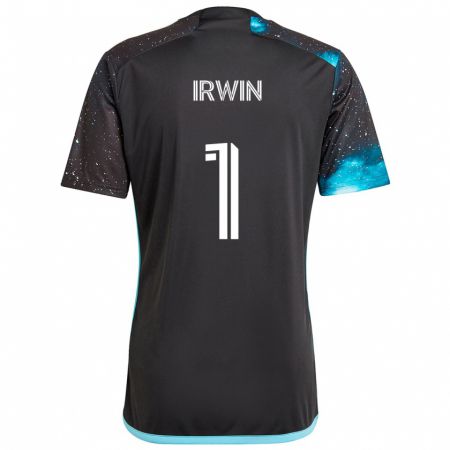 Kandiny Gyermek Clint Irwin #1 Fekete Kék Hazai Jersey 2024/25 Mez Póló Ing