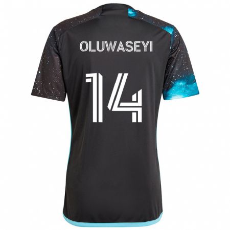 Kandiny Gyermek Tani Oluwaseyi #14 Fekete Kék Hazai Jersey 2024/25 Mez Póló Ing