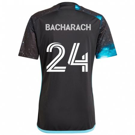 Kandiny Gyermek Hugo Bacharach #24 Fekete Kék Hazai Jersey 2024/25 Mez Póló Ing