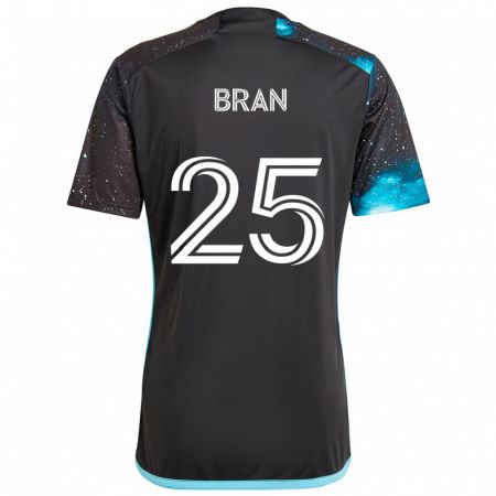 Kandiny Gyermek Alejandro Bran #25 Fekete Kék Hazai Jersey 2024/25 Mez Póló Ing