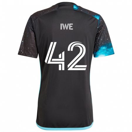 Kandiny Gyermek Emmanuel Iwe #42 Fekete Kék Hazai Jersey 2024/25 Mez Póló Ing