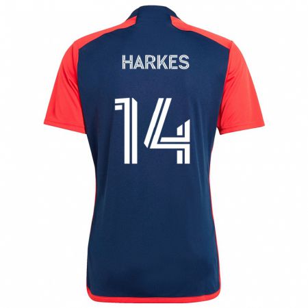 Kandiny Gyermek Ian Harkes #14 Kék Piros Hazai Jersey 2024/25 Mez Póló Ing