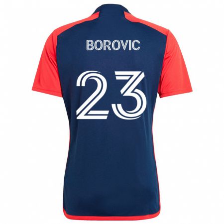 Kandiny Gyermek Luka Borovic #23 Kék Piros Hazai Jersey 2024/25 Mez Póló Ing