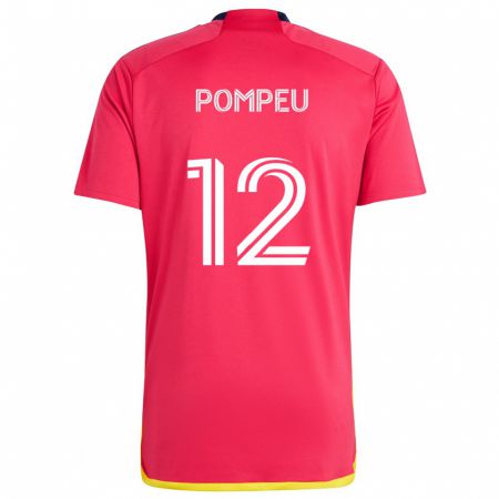 Kandiny Gyermek Célio Pompeu #12 Piros Kék Hazai Jersey 2024/25 Mez Póló Ing