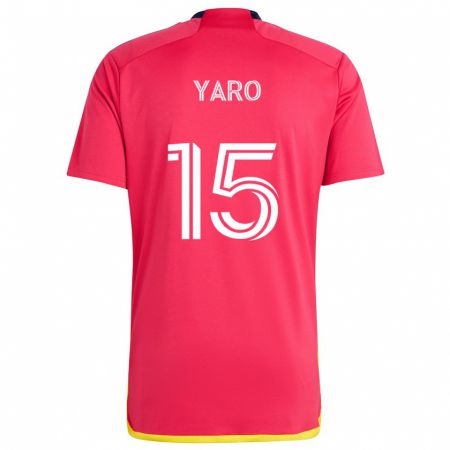 Kandiny Gyermek Joshua Yaro #15 Piros Kék Hazai Jersey 2024/25 Mez Póló Ing