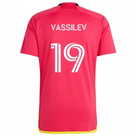 Kandiny Gyermek Indiana Vassilev #19 Piros Kék Hazai Jersey 2024/25 Mez Póló Ing