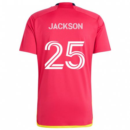 Kandiny Gyermek Aziel Jackson #25 Piros Kék Hazai Jersey 2024/25 Mez Póló Ing