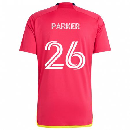 Kandiny Gyermek Tim Parker #26 Piros Kék Hazai Jersey 2024/25 Mez Póló Ing