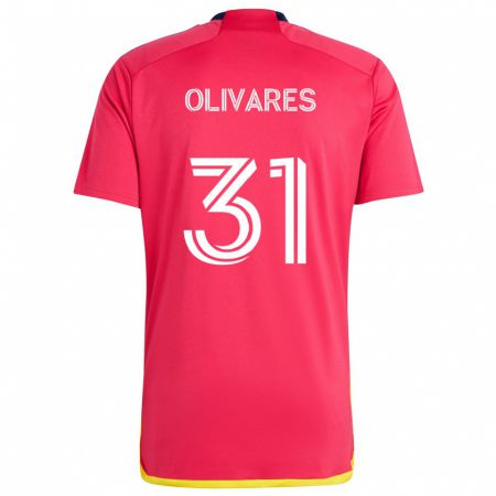 Kandiny Gyermek Christian Olivares #31 Piros Kék Hazai Jersey 2024/25 Mez Póló Ing