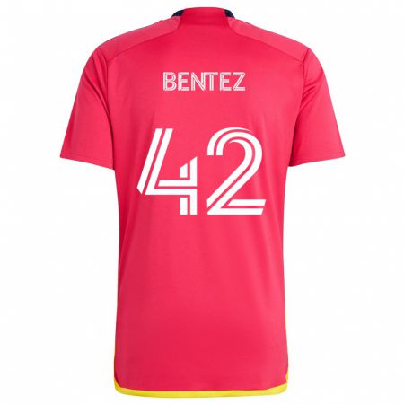 Kandiny Gyermek Óscar Benítez #42 Piros Kék Hazai Jersey 2024/25 Mez Póló Ing