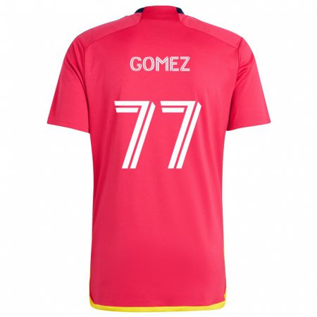 Kandiny Gyermek Sam Gomez #77 Piros Kék Hazai Jersey 2024/25 Mez Póló Ing