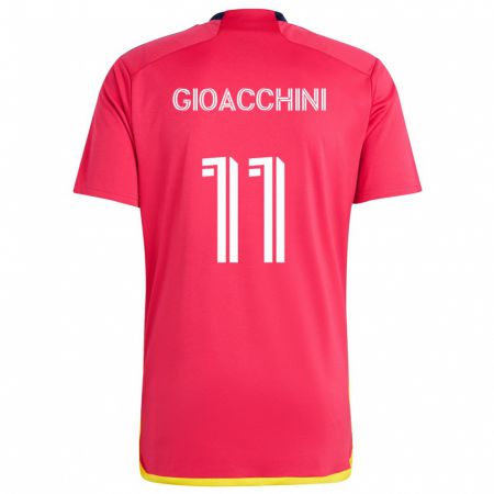 Kandiny Gyermek Nicholas Gioacchini #11 Piros Kék Hazai Jersey 2024/25 Mez Póló Ing