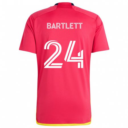 Kandiny Gyermek Lucas Bartlett #24 Piros Kék Hazai Jersey 2024/25 Mez Póló Ing