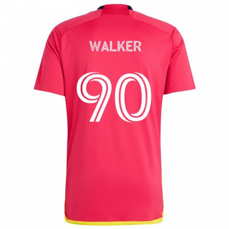 Kandiny Gyermek Eric Walker #90 Piros Kék Hazai Jersey 2024/25 Mez Póló Ing