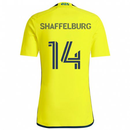 Kandiny Gyermek Jacob Shaffelburg #14 Sárga Kék Hazai Jersey 2024/25 Mez Póló Ing