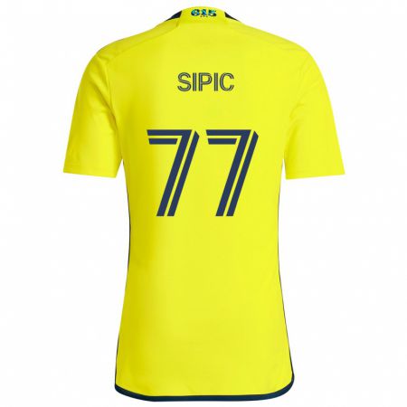 Kandiny Gyermek Adem Sipić #77 Sárga Kék Hazai Jersey 2024/25 Mez Póló Ing