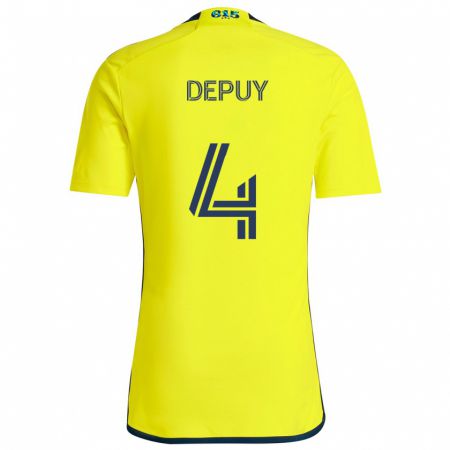 Kandiny Gyermek Nick Depuy #4 Sárga Kék Hazai Jersey 2024/25 Mez Póló Ing