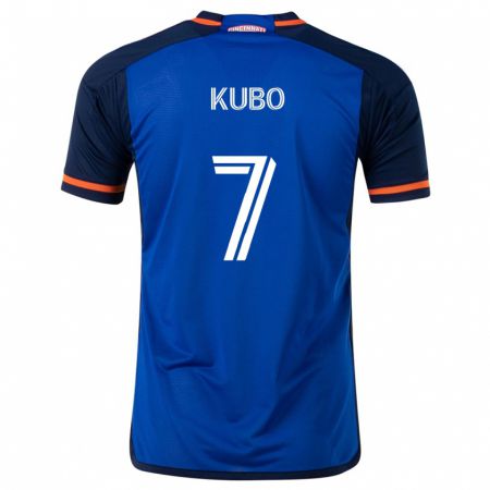 Kandiny Gyermek Yuya Kubo #7 Kék Fehér Hazai Jersey 2024/25 Mez Póló Ing