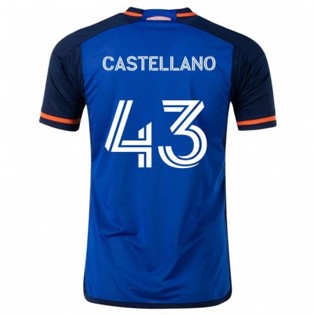 Kandiny Gyermek Jesús Castellano #43 Kék Fehér Hazai Jersey 2024/25 Mez Póló Ing