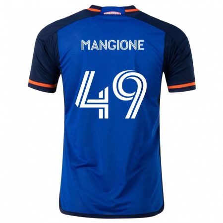 Kandiny Gyermek Peter Mangione #49 Kék Fehér Hazai Jersey 2024/25 Mez Póló Ing