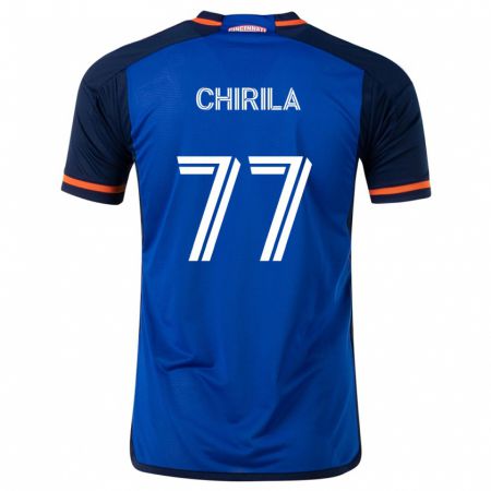 Kandiny Gyermek Stefan Chirila #77 Kék Fehér Hazai Jersey 2024/25 Mez Póló Ing