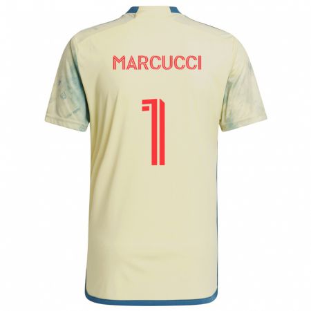 Kandiny Gyermek Aj Marcucci #1 Sárga Piros Kék Hazai Jersey 2024/25 Mez Póló Ing