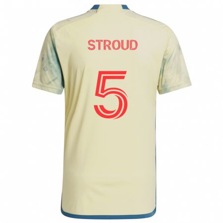 Kandiny Gyermek Peter Stroud #5 Sárga Piros Kék Hazai Jersey 2024/25 Mez Póló Ing