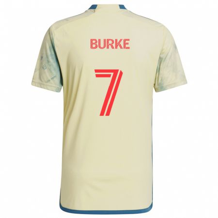 Kandiny Gyermek Cory Burke #7 Sárga Piros Kék Hazai Jersey 2024/25 Mez Póló Ing