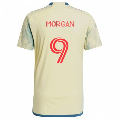 Kandiny Gyermek Lewis Morgan #9 Sárga Piros Kék Hazai Jersey 2024/25 Mez Póló Ing