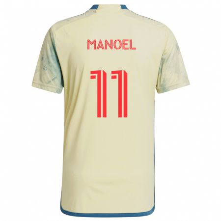 Kandiny Gyermek Elias Manoel #11 Sárga Piros Kék Hazai Jersey 2024/25 Mez Póló Ing