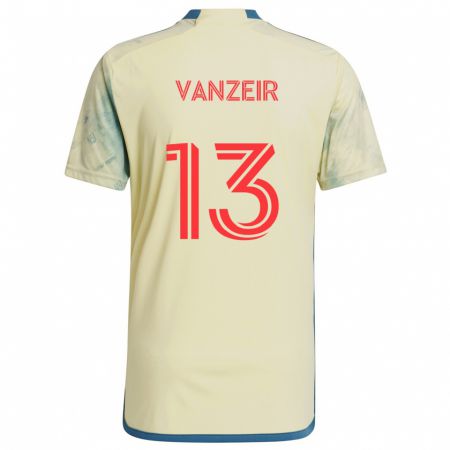 Kandiny Gyermek Dante Vanzeir #13 Sárga Piros Kék Hazai Jersey 2024/25 Mez Póló Ing