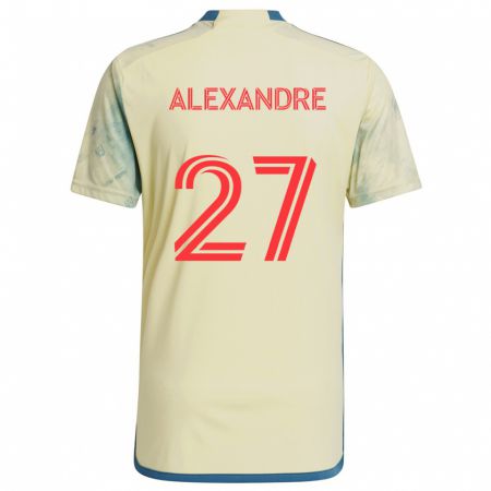 Kandiny Gyermek Davi Alexandre #27 Sárga Piros Kék Hazai Jersey 2024/25 Mez Póló Ing