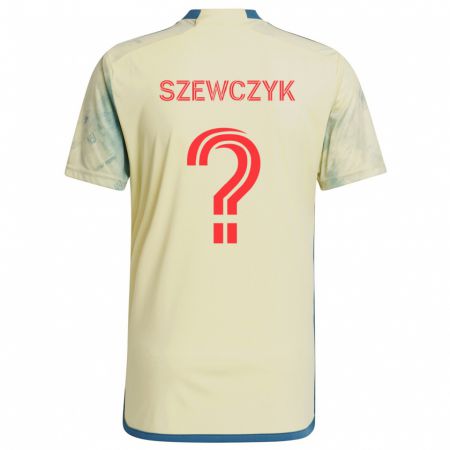 Kandiny Gyermek Tobias Szewczyk #0 Sárga Piros Kék Hazai Jersey 2024/25 Mez Póló Ing