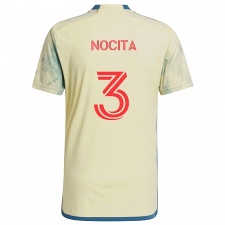 Kandiny Gyermek Matthew Nocita #3 Sárga Piros Kék Hazai Jersey 2024/25 Mez Póló Ing