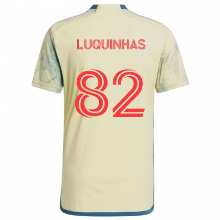 Kandiny Gyermek Luquinhas #82 Sárga Piros Kék Hazai Jersey 2024/25 Mez Póló Ing