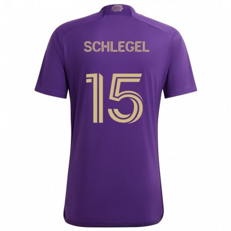 Kandiny Gyermek Rodrigo Schlegel #15 Lila Sárga Hazai Jersey 2024/25 Mez Póló Ing